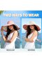 Womens reversible cotton wide - brimmed sun hat, UV - protective reversible summer bucket hat, foldable and adjustable bucket hat, for hiking,... - 2