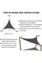 Waterproof Triangle Shade Sail Canopy with Rope (Grey, 3x3x3m) - 4