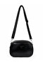 Women's Faux Leather Adjustable Cross Strap 2-Compartment Shoulder Bag Black Shiny