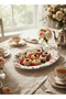 Earthenware Jasper Oval Platter Floral Pattern, 14 Inch, White - 3