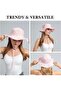 Fisherman Hat Women Cotton Sun Hat Large Head Circumference Exposes Small Face Sun Protection Breathable Foldable Pink - 4