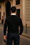 Men's Casual Crew Neck A.Black Sweatshirt - 3
