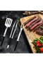 BBQ Tool Set, Outdoor BBQ Accessories | Three-piece SS Tongue Fork Set for BBQ - Tongue for Indoor BBQ & Grilling of Steaks - 2