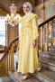 Collar Detailed Elastic Waist Belted Dress Yellow Hm2946 - 6