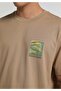 Relaxed Fit Round Neck Plain Men's Beige Short Sleeve T-Shirt - 3
