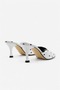 Women's Heeled Polka Dot White Black Heeled Slippers - 7