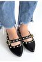 Jorwi Black Leather Ballerina Shoes