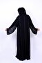 Elegant Black Chiffon Embroidered Lace Abaya - 4