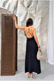 Backless Cross-Strapped Tencel Fabric Long Dress - 5