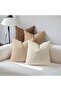 4 - pc Set - Pillowcases - Light Brown Country Style Pillowcases - Striped Corduroy Pillowcases - , Neutral Decorative Cushion Covers - 45cm x... - 4