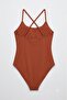 Women's Strappy Swimsuit with Crossed Back Detail, Stretchy Fabric, One-Piece Swimsuit Code:772 - 2