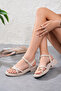 Basel Women's Cross-Strapped Gold Detailed Sandals - Beige - 2