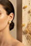 Yellow Twisted Frame Pearl-Look Stylish Bijouterie Earrings for Women - 5