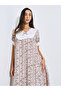 Pink Floral Linear Print Ruffle Yoke Nightdress - 3