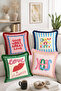 Good Vibes Great Love and Day by Day Written Pop Art 4-Piece Fringed-Tasseled Throw Pillow Cover Set - 2