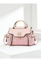 Pink Tweed Look Handbag with Swan Detail - 2