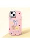 iPhone 15 Compatible Case with Camera Protection Pink Silicone Couple Phone Case with Bear Pattern