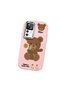 Redmi K50 Ultra Compatible Case Camera Protector Pink Silicone Couple Phone Case with Bear Pattern - 3