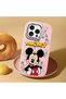 iPhone 15 Pro Max Compatible Case with Camera Protection Pink Silicone Couple Phone Case with Character Pattern - 2