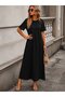 Women's Short Sleeve Crew Neck Long Viscose Dress - 3
