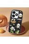 Infinix Hot 40I Compatible Case Camera Protector Black Silicone Couple Phone Case Panda Patterned - 2