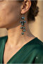 Handmade Green Crystal Beaded Dangle Special Design Earrings - 2