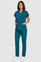 Women's V-Neck Bat Sleeve Khaki, Red, Mold Green, Petrol Blue, Petrol Green Linda Fabric Scrubs Set - 2