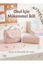 Girl's Primary School Orthopedic 3-Piece Set Pen Holder Lunch Bag 3 Compartments Ice Cream - 7