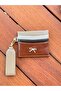Nude Brown Shades Slim Women's Card Holder with Bow Accessory and Strap