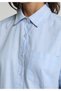 Boyfriend Fit Shirt Neck Striped Women's Blue Long Sleeve Shirt - 4