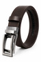 Genuine Buffalo Leather Men's Belt with Automatic Buckle and No Holes - Brown - 3