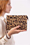 Sasha Leopard Patterned Faux Leather Clutch Women's Portfolio Handbag - 2