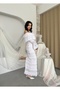 Women's White Strapless Long Sleeve Flounce Lace Midi Bodycon Dress - 7