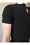 Black Ribbed Buttoned Slim Fit Henley Collar T-Shirt - 4
