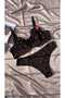 Women's C Cup Supported Gathering Cotton Bra and Panties Set 100% Cotton Ribbed - 2