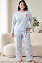 Blue Patterned Embroidered Cotton Lycra Large Size Oversized Knitted Pajama Set26240874 - 2