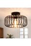 Black round metal E27 ceiling light.