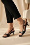 Sophia Women's Black Thin Striped Low Heel Sandals