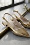 Lidya Gold (3 cm) Pointed Toe Daily Use Heeled Ballerinas - 4
