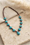 Handmade Flat Turquoise Natural Stone Special Design Necklace - 4