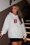 Women's Oversize Sweatshirt Hoodie Weird Fashion Printed White – Hooded, 3 Strands, Kangaroo Pocket