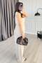 Women's Beige Bottom - Top Set Sleeveless Buttoned Blouse Pants Set High Waist Wide Leg Plain Textured - 4