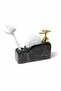 373 Black Marble Patterned Porcelain Liquid Soap Dispenser with Brush |   Gold Pumped - 3