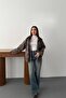 Women's Burgundy Plaid Decorated Shirt Collar Lined Oversize Jacket with Zipper Pockets - 3
