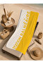 Retro French Coast Written Yellow and White Patterned 70X150 Beach Towel - Digital Printed Bath Towel