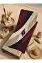 Modern Burgundy Cream Geometric Patterned 70X150 Beach Towel - Digital Printed Fade-Resistant Bath Towel - 4