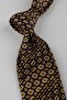 Navy Blue Yellow Motif Pattern Italian Silk Pleated Tie Est240 - 4