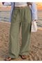 Women's Green Linen Pantalon - 4