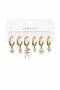 6-Piece Zircon Stone Anti-Tarnish Steel Premium Elegant Stylish Hoop Earrings