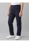 Unisex Kids 2-Piece Combination Short Sleeve Polo Collar T-Shirt-Navy Blue Ribbed Waist Elastic Canvas School Pants School Outfit-Ncr - 2